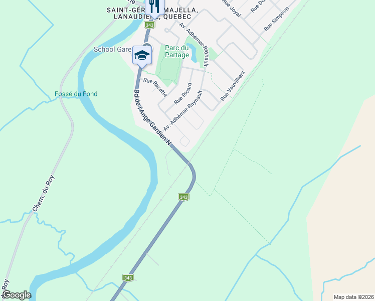 map of restaurants, bars, coffee shops, grocery stores, and more near 2394 Rue Chevaudier in L'Assomption