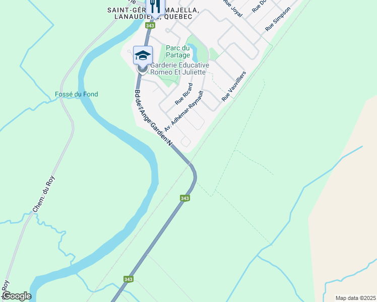 map of restaurants, bars, coffee shops, grocery stores, and more near 2394 Rue Chevaudier in L'Assomption