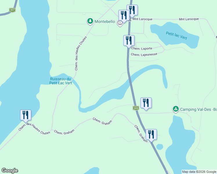 map of restaurants, bars, coffee shops, grocery stores, and more near 131 Chemin Val-Nature in Outaouais