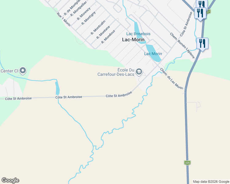 map of restaurants, bars, coffee shops, grocery stores, and more near 185 Côte Saint Ambroise in Saint-Lin-Laurentides