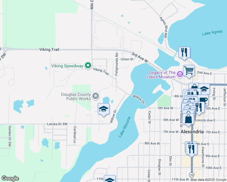 map of restaurants, bars, coffee shops, grocery stores, and more near 322 Fairgrounds Road in Alexandria