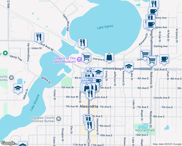 map of restaurants, bars, coffee shops, grocery stores, and more near 300-326 Broadway Street in Alexandria