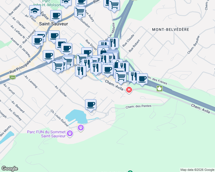 map of restaurants, bars, coffee shops, grocery stores, and more near 850 Chemin Avila in Piedmont