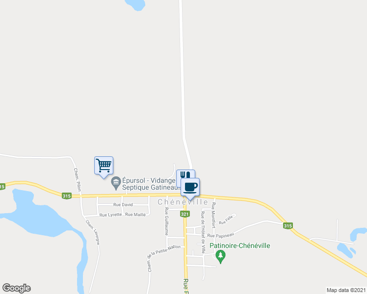 map of restaurants, bars, coffee shops, grocery stores, and more near 10 Rue Principale in Chénéville