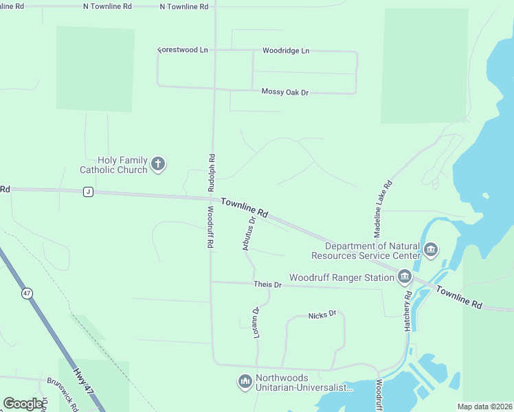 map of restaurants, bars, coffee shops, grocery stores, and more near 8772 Arbutus Drive in Woodruff