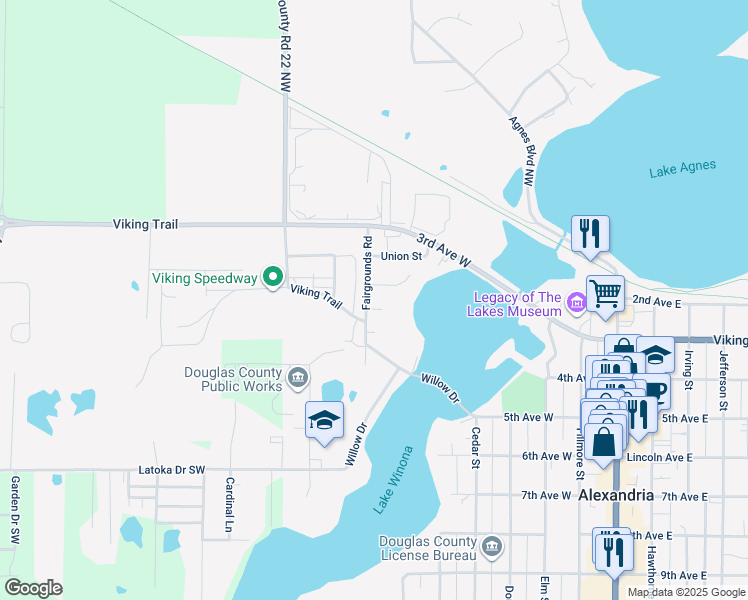 map of restaurants, bars, coffee shops, grocery stores, and more near 317 Fairgrounds Road in Alexandria