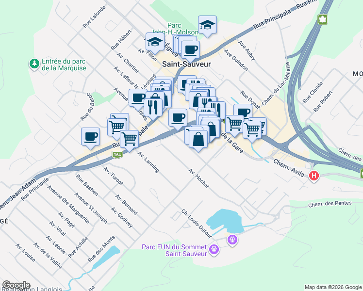 map of restaurants, bars, coffee shops, grocery stores, and more near 37 Avenue Saint Denis in Saint-Sauveur