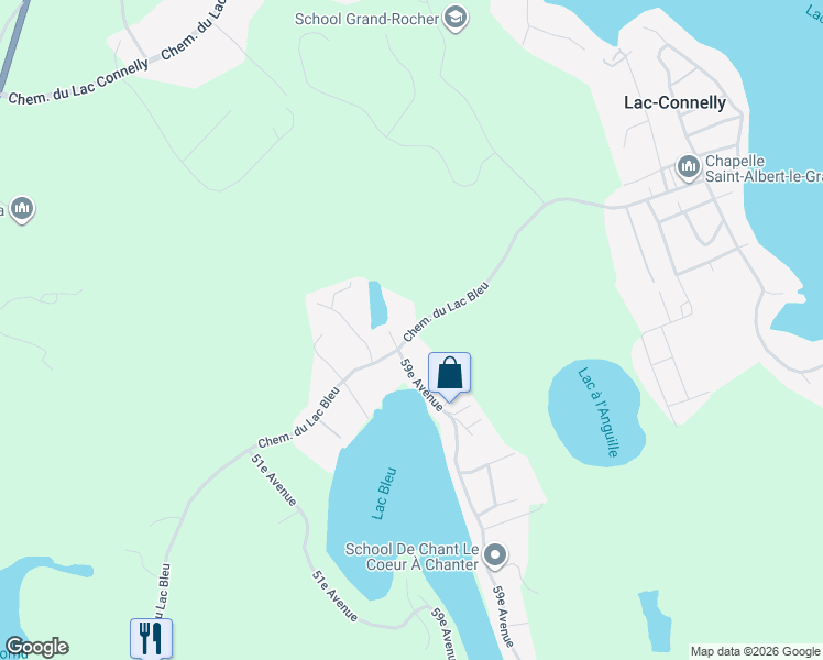 map of restaurants, bars, coffee shops, grocery stores, and more near 488 Chemin du Lac Bleu in Saint-Hippolyte