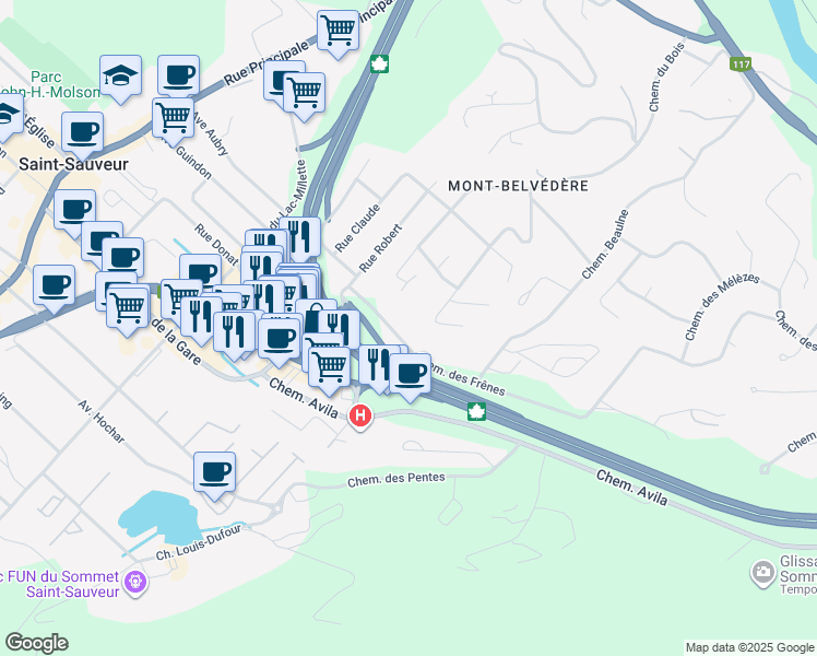 map of restaurants, bars, coffee shops, grocery stores, and more near 570 Chemin des Frênes in Piedmont