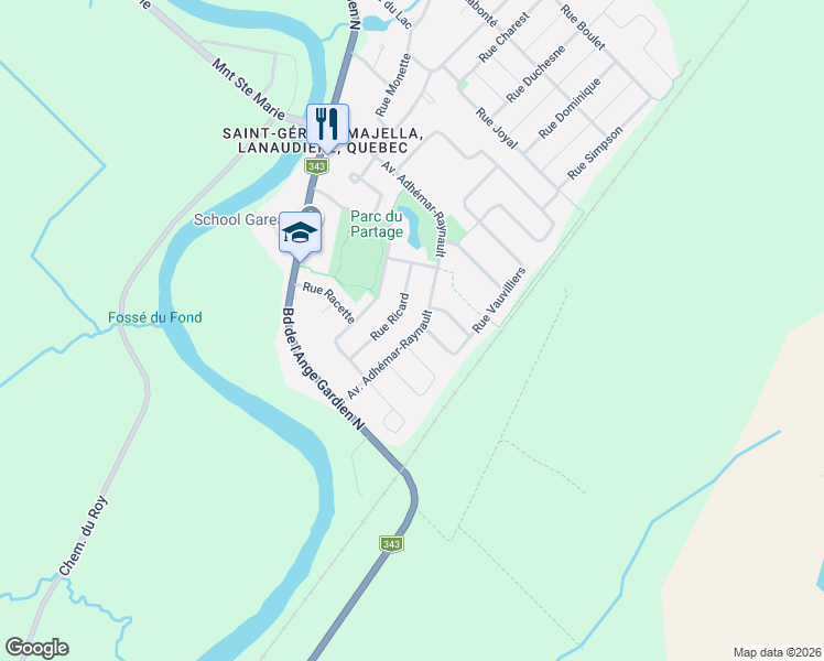 map of restaurants, bars, coffee shops, grocery stores, and more near 2531 Avenue Adhémar-Raynault in L'Assomption