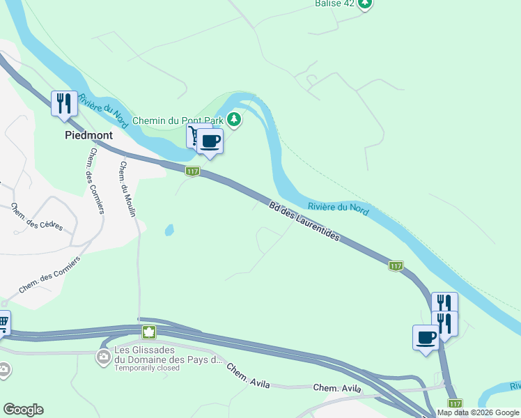 map of restaurants, bars, coffee shops, grocery stores, and more near 464 Boulevard des Laurentides in Piedmont