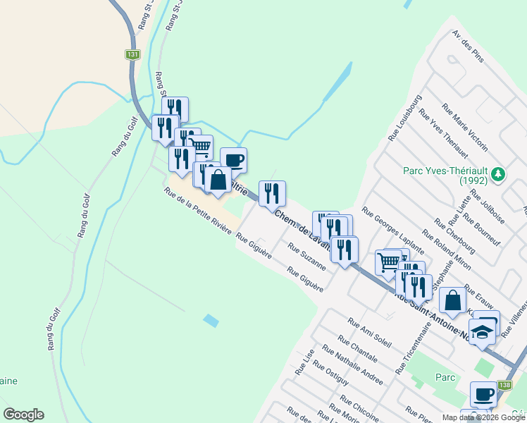 map of restaurants, bars, coffee shops, grocery stores, and more near 61 Chemin de Lavaltrie in Lavaltrie
