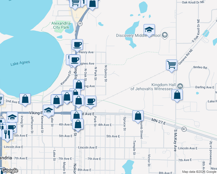 map of restaurants, bars, coffee shops, grocery stores, and more near 1013 Darling Avenue in Alexandria