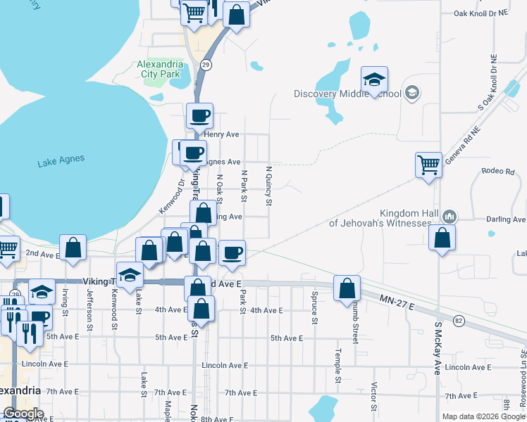 map of restaurants, bars, coffee shops, grocery stores, and more near 1013 Darling Avenue in Alexandria