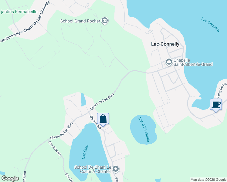 map of restaurants, bars, coffee shops, grocery stores, and more near 530 Chemin du Lac Bleu in Saint-Hippolyte