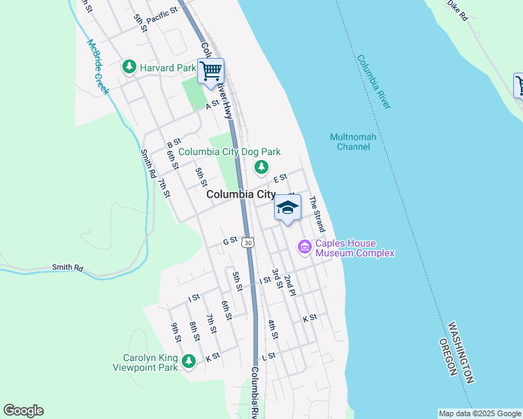 map of restaurants, bars, coffee shops, grocery stores, and more near 2150 3rd Street in Columbia City
