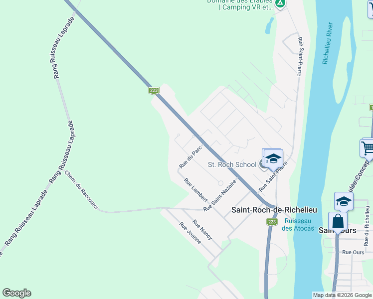 map of restaurants, bars, coffee shops, grocery stores, and more near 965 Rue Montcalm in Saint-Roch-de-Richelieu