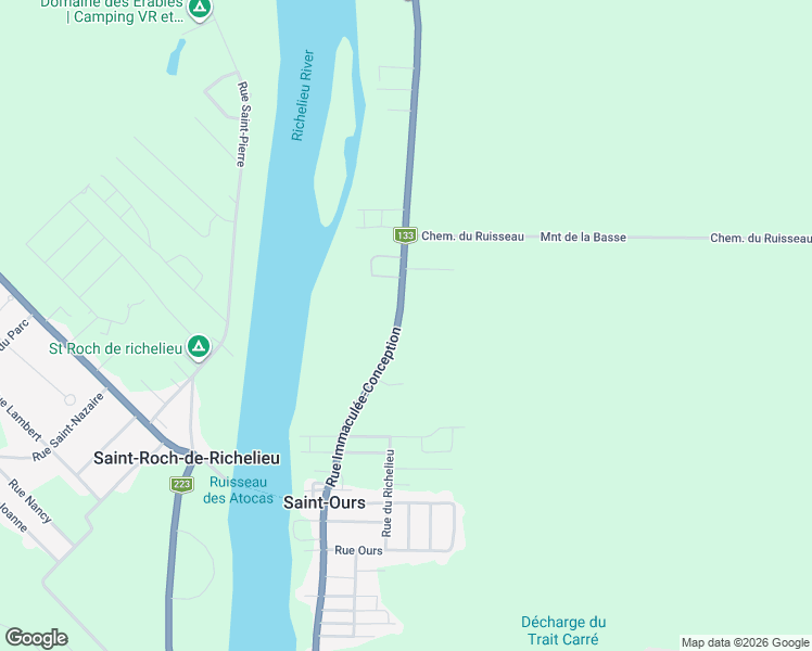 map of restaurants, bars, coffee shops, grocery stores, and more near Chemin des Patriotes in Saint-Ours