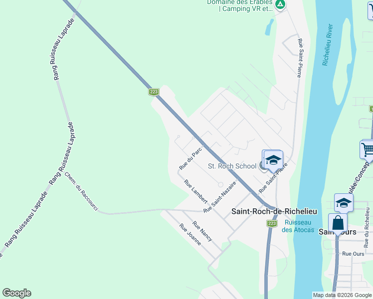 map of restaurants, bars, coffee shops, grocery stores, and more near 965 Rue Montcalm in Saint-Roch-de-Richelieu