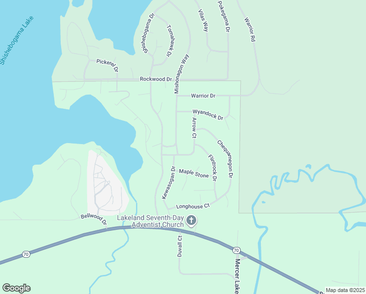 map of restaurants, bars, coffee shops, grocery stores, and more near 8958 Shishebogama Drive in Minocqua