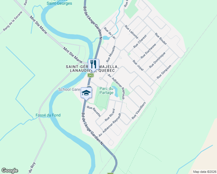map of restaurants, bars, coffee shops, grocery stores, and more near 2624 Rue Clermont in L'Assomption