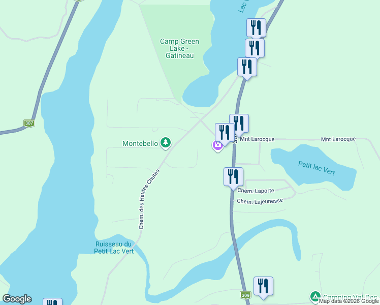 map of restaurants, bars, coffee shops, grocery stores, and more near 109 Chemin Impasse des Conifères in Outaouais