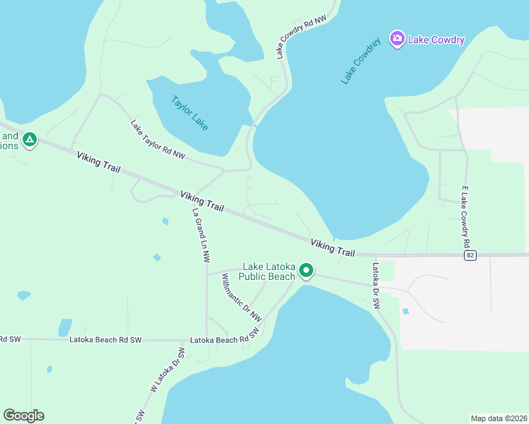 map of restaurants, bars, coffee shops, grocery stores, and more near 3157 County Highway 82 in Alexandria