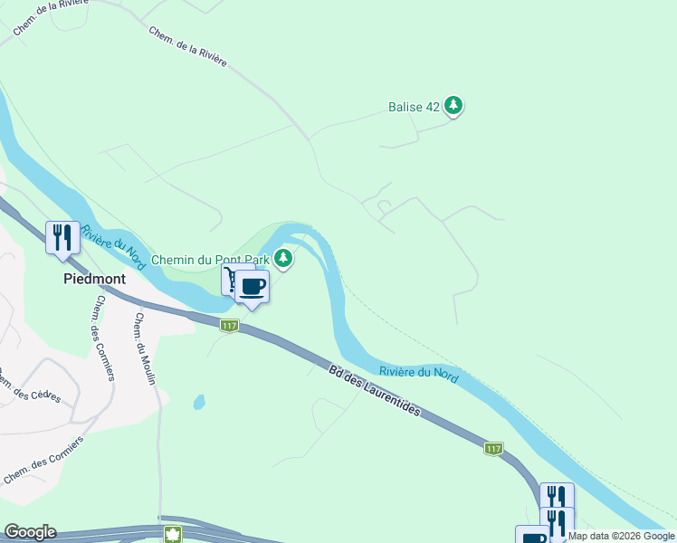 map of restaurants, bars, coffee shops, grocery stores, and more near Chemin de la Rivière in Piedmont