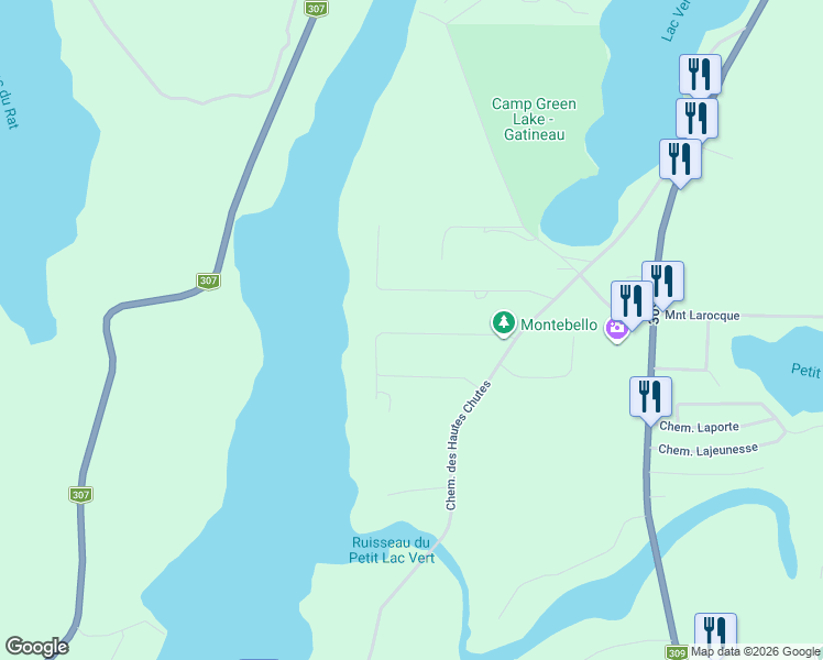 map of restaurants, bars, coffee shops, grocery stores, and more near 139 Chemin Raymond in Val-des-Bois