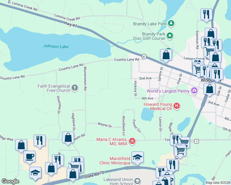 map of restaurants, bars, coffee shops, grocery stores, and more near 9020 Rapps Road in Woodruff