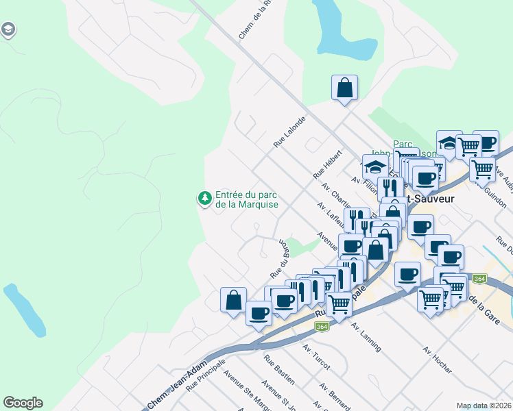 map of restaurants, bars, coffee shops, grocery stores, and more near 29 Rue de la Marquise in Saint-Sauveur