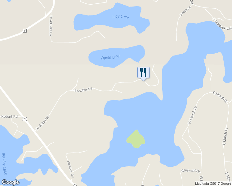 map of restaurants, bars, coffee shops, grocery stores, and more near 11539 Back Bay Road in Minocqua