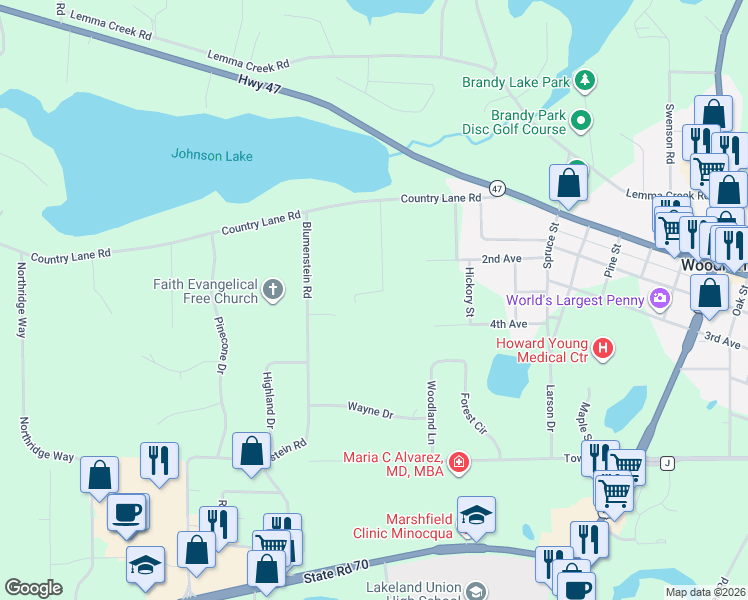 map of restaurants, bars, coffee shops, grocery stores, and more near 9020 Rapps Road in Woodruff