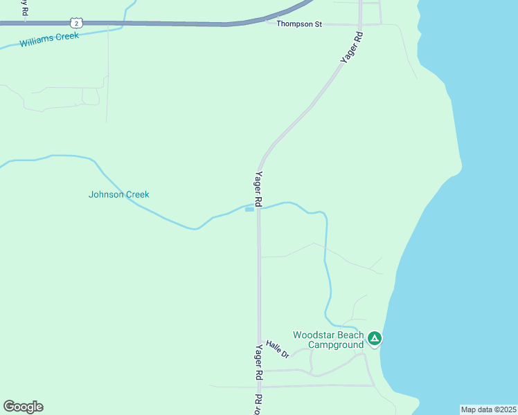 map of restaurants, bars, coffee shops, grocery stores, and more near Yager Road in Schoolcraft County