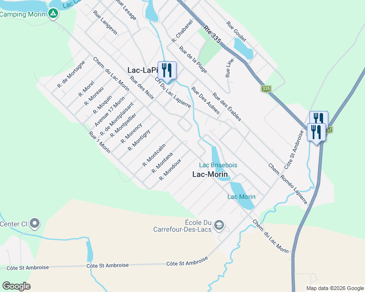 map of restaurants, bars, coffee shops, grocery stores, and more near 1732 Chemin du Lac Morin in Saint-Lin-Laurentides