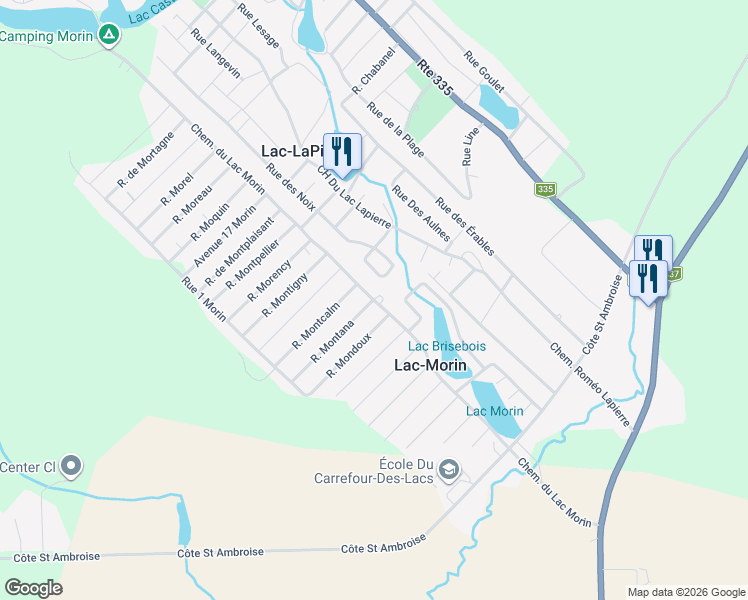 map of restaurants, bars, coffee shops, grocery stores, and more near 1735 Chemin du Lac Morin in Saint-Lin-Laurentides
