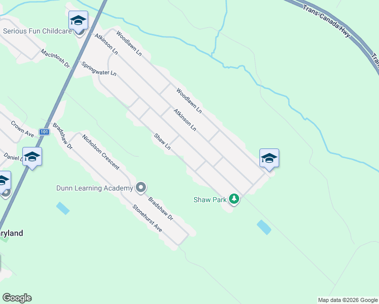 map of restaurants, bars, coffee shops, grocery stores, and more near 159 Shaw Lane in New Maryland