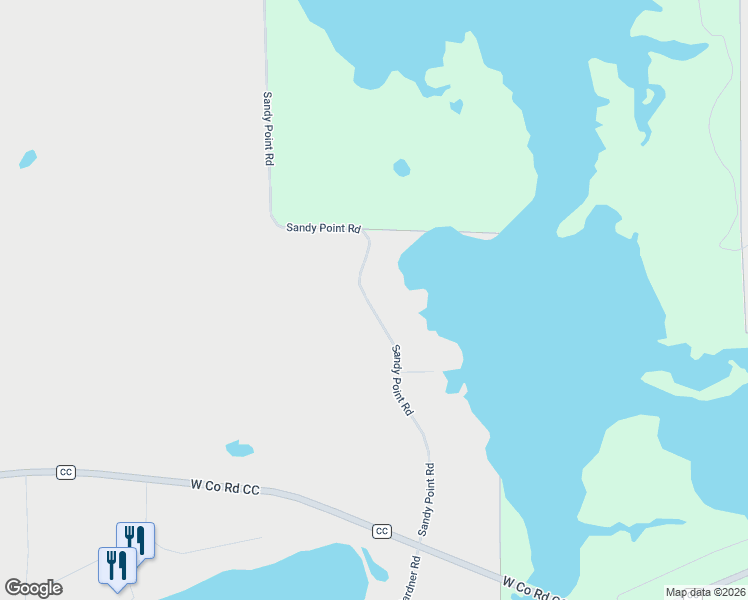 map of restaurants, bars, coffee shops, grocery stores, and more near 7276 Sandy Point Road in Couderay