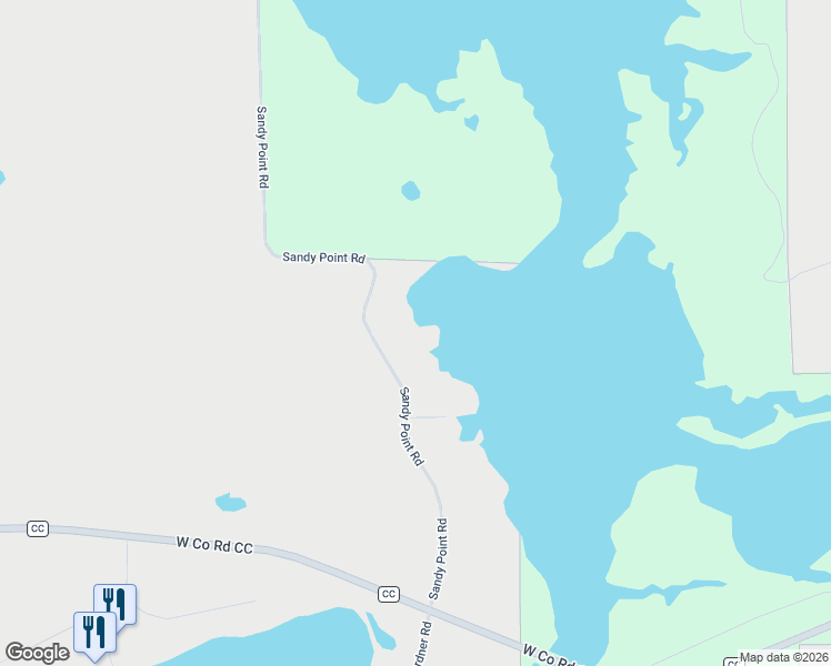 map of restaurants, bars, coffee shops, grocery stores, and more near 7276 Sandy Point Road in Couderay