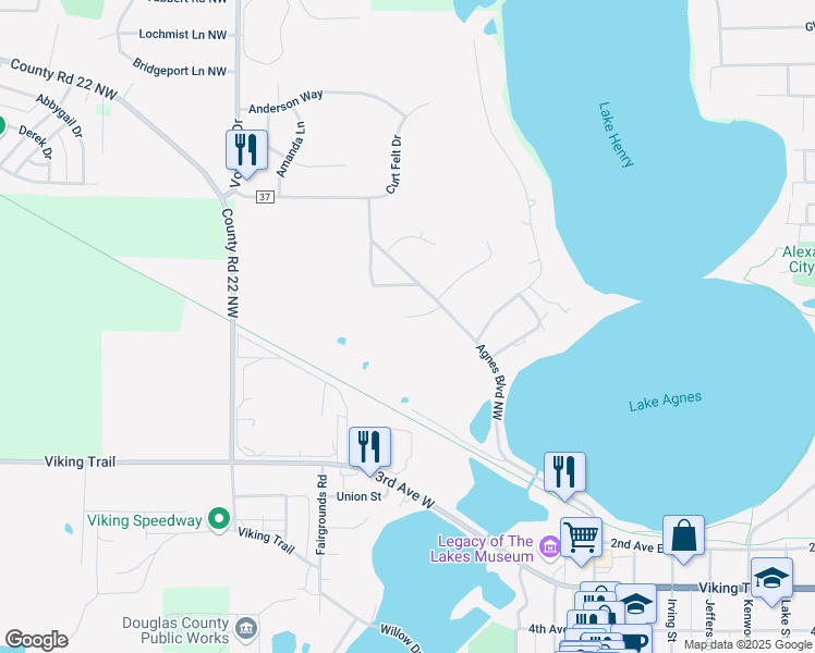 map of restaurants, bars, coffee shops, grocery stores, and more near 602 Kinkead Drive Northwest in Alexandria