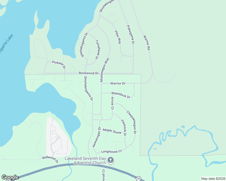 map of restaurants, bars, coffee shops, grocery stores, and more near 10976 Wyandock Drive in Minocqua