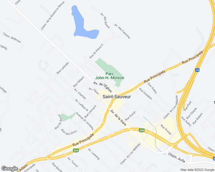 map of restaurants, bars, coffee shops, grocery stores, and more near 39 Avenue de l'Église in Saint-Sauveur