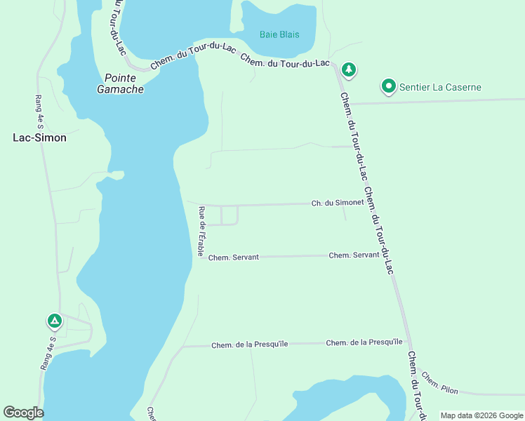 map of restaurants, bars, coffee shops, grocery stores, and more near 635 Chemin du Simonet in Lac-Simon
