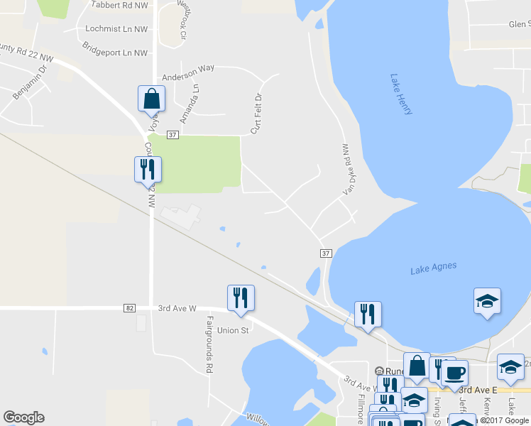 map of restaurants, bars, coffee shops, grocery stores, and more near 602 Kinkead Drive Northwest in Alexandria
