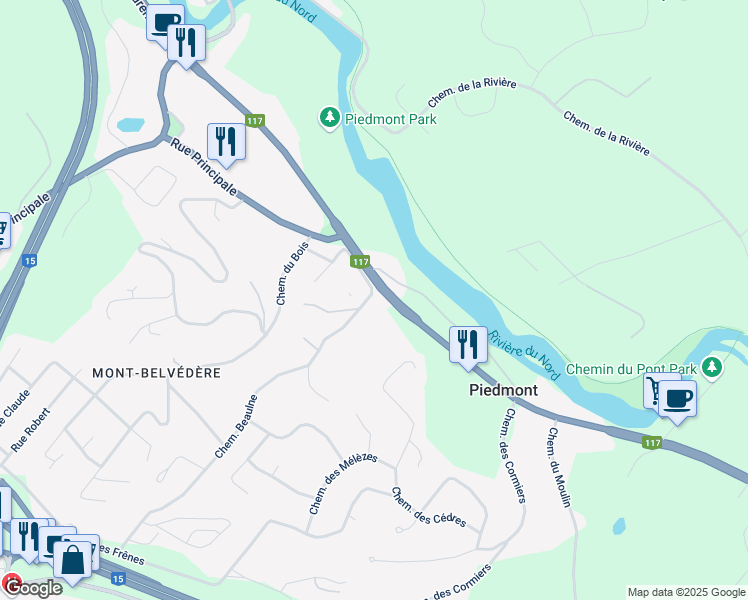 map of restaurants, bars, coffee shops, grocery stores, and more near 198 Chemin Beaulne in Piedmont