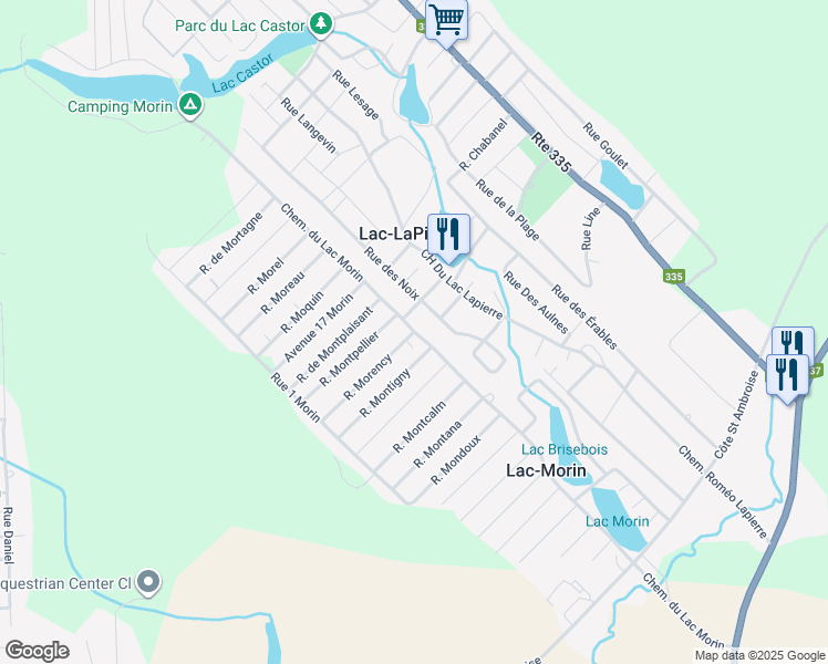 map of restaurants, bars, coffee shops, grocery stores, and more near Rue Morency in Saint-Lin - Laurentides