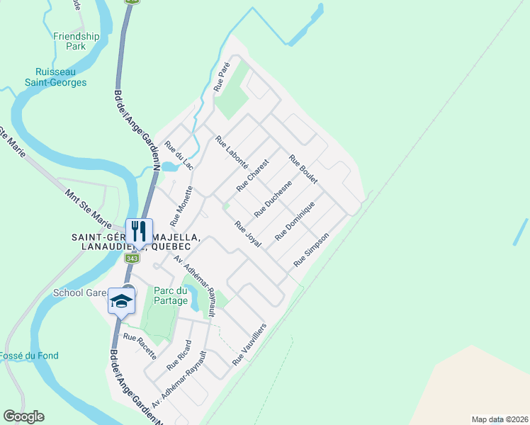 map of restaurants, bars, coffee shops, grocery stores, and more near 40 Rue Duchesne in L'Assomption