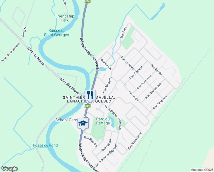 map of restaurants, bars, coffee shops, grocery stores, and more near Rue Palmorino in L'Assomption