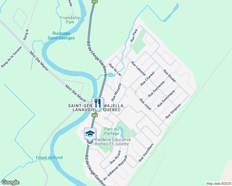 map of restaurants, bars, coffee shops, grocery stores, and more near Rue Monette in L'Assomption