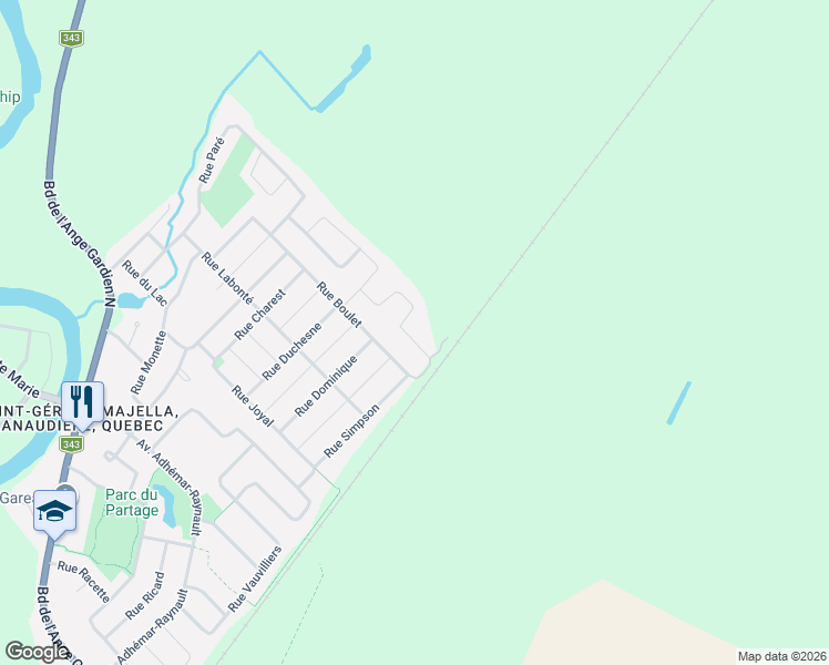 map of restaurants, bars, coffee shops, grocery stores, and more near 4002 Rue Mousseau in L'Assomption